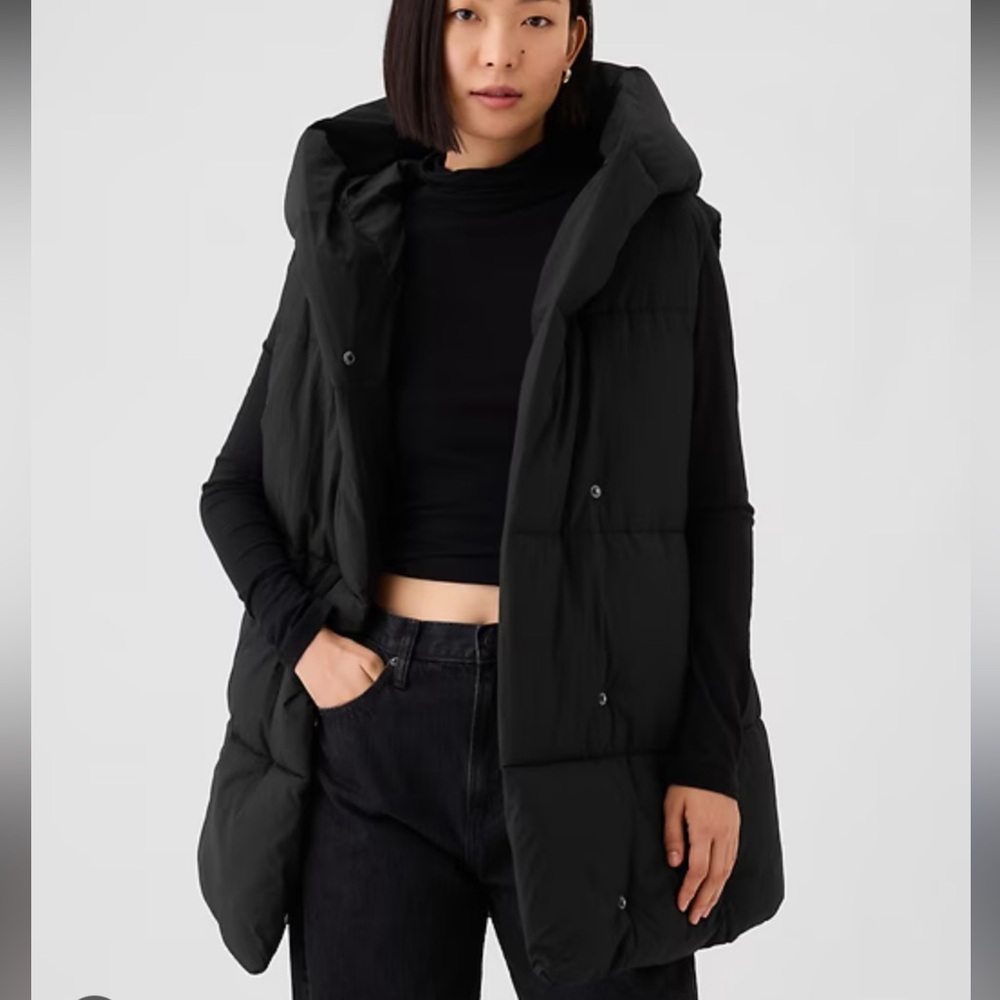 GAP Women's Black Belted Duvet Wrap Puffer Vest